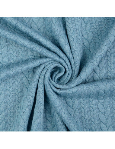 Cable knit sweatshirt fabric - Petrol blue
