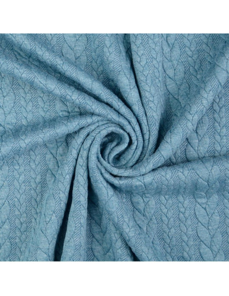 Cable knit sweatshirt fabric - Petrol blue