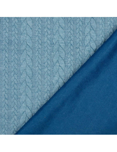 Cable knit sweatshirt fabric - Petrol blue