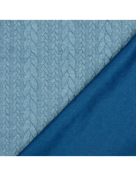 Cable knit sweatshirt fabric - Petrol blue
