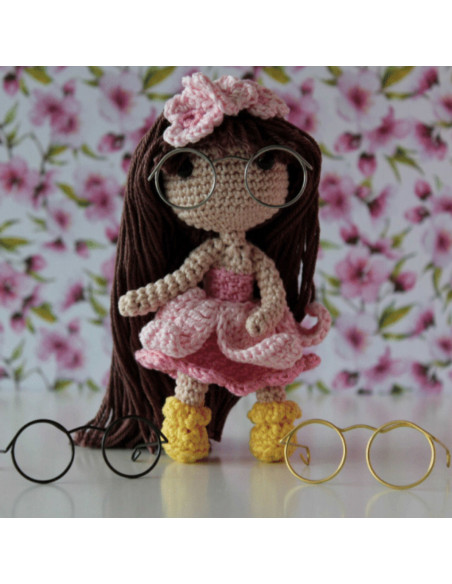 Set of 5 pairs of glasses for amigurumi 35 mm - Gold