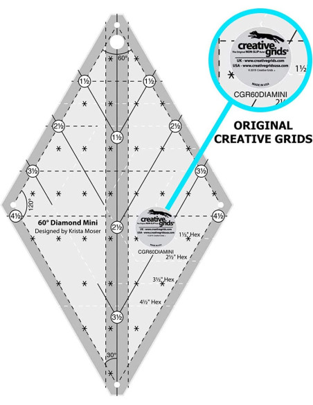 Creative Grids Diamond Mini 60° Quilting Ruler