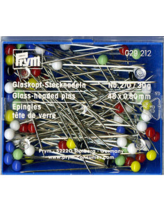 Box of 30g extra-long glass head pins assorted Prym