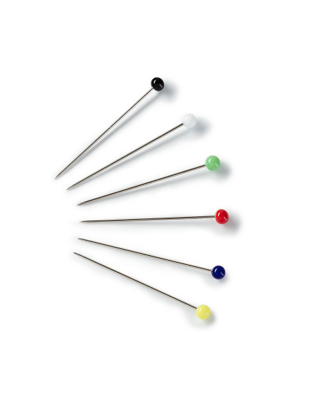 Box of 30g extra-long glass head pins assorted Prym