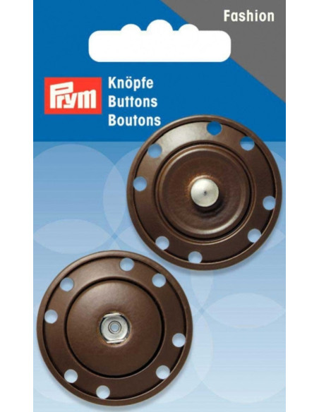 35 mm sew-on snap button - Brown