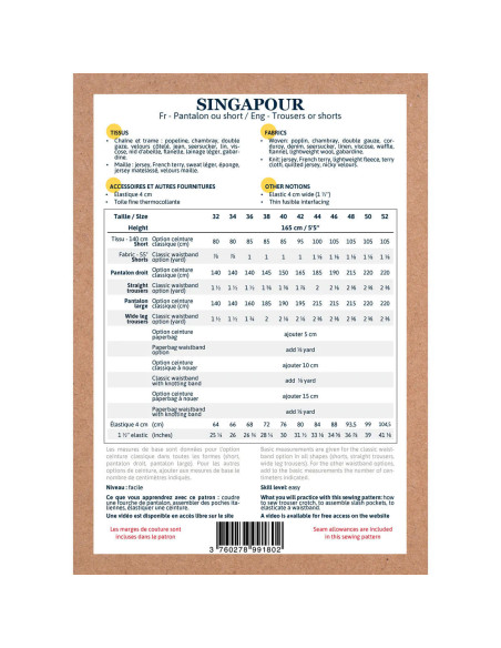 Singapore pants and shorts pattern - Ikatee