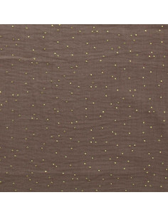 Double gauze cotton fabric with mini golden dots - Chestnut
