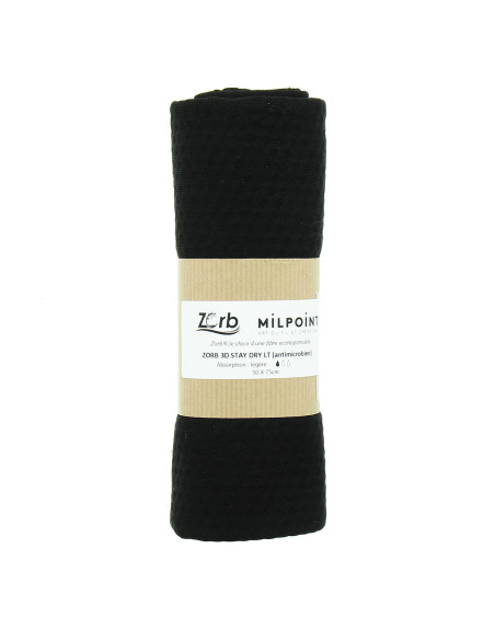 Lightweight absorbent fabric coupon Zorb 3D Stay Dry antimicrobial 50 x 75 cm - Black