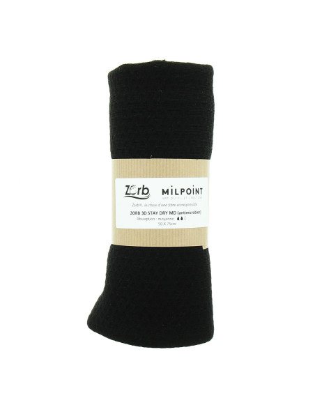 Medium absorbent fabric coupon Zorb 3D Stay Dry antimicrobial 50 x 75 cm - Black