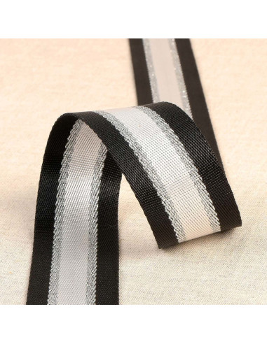 Lurex shoulder strap - Black and silver