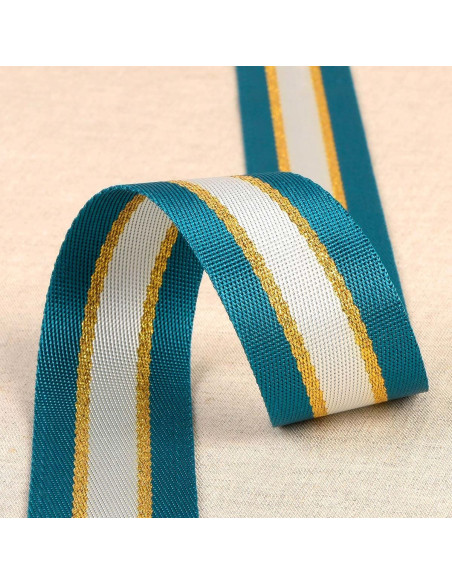 Lurex shoulder strap - Teal blue and gold