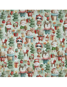 Premium cotton fabric - Animals and gifts 2