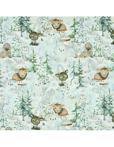 Premium cotton fabric - Snowy forest