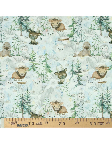 Premium cotton fabric - Snowy forest