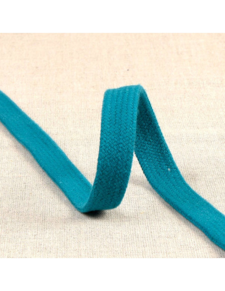 Flat braided cord for sweatshirt - Teal blue