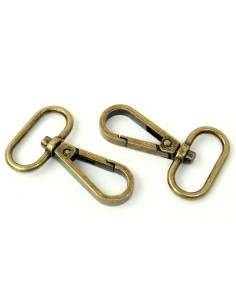 Set of 2 metal carabiners - Antique 25 mm