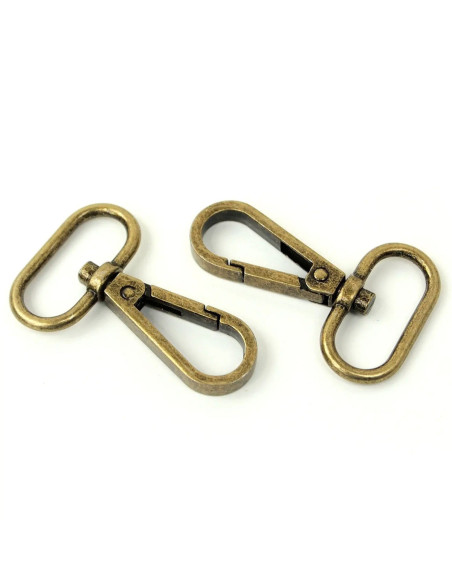 Set of 2 metal carabiners - Antique 25 mm