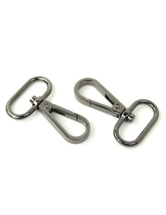Set of 2 metal carabiners - Gunmetal 25 mm