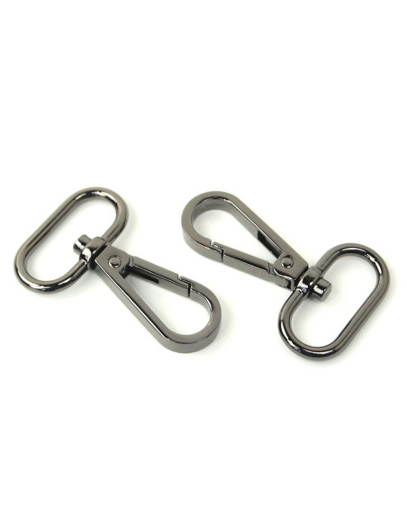 Set of 2 metal carabiners - Gunmetal 25 mm