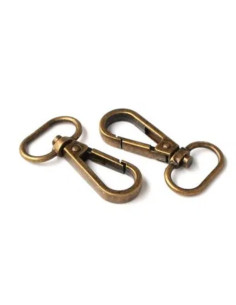 Set of 2 metal carabiners - Antique 19 mm