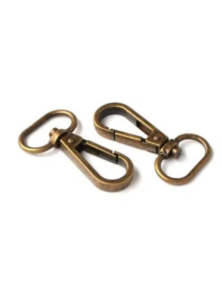 Set of 2 metal carabiners - Antique 19 mm