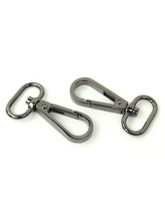 Set of 2 metal carabiners - Gunmetal 19 mm