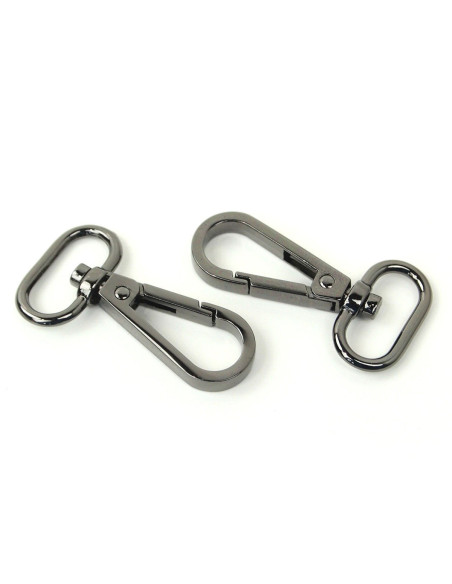 Set of 2 metal carabiners - Gunmetal 19 mm