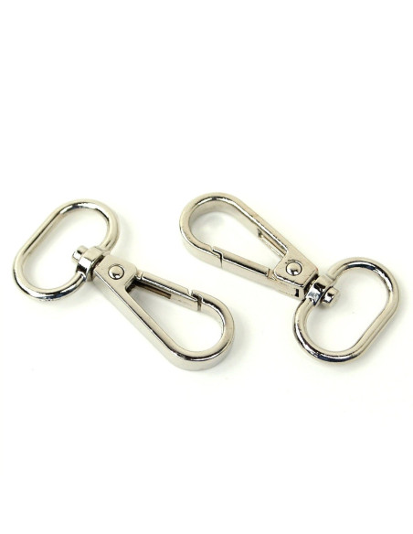 Set of 2 metal carabiners - Silver 19 mm