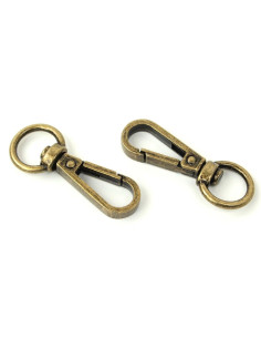 Set of 2 metal carabiners - Antique 12.7 mm