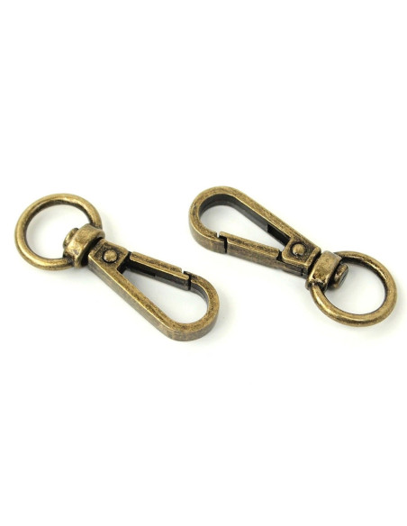 Set of 2 metal carabiners - Antique 12.7 mm