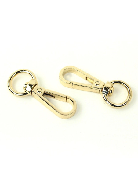 Set of 2 metal carabiners - Gold 12.7 mm