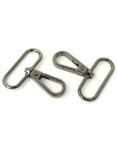 Set of 2 metal carabiners - Gunmetal 38 mm