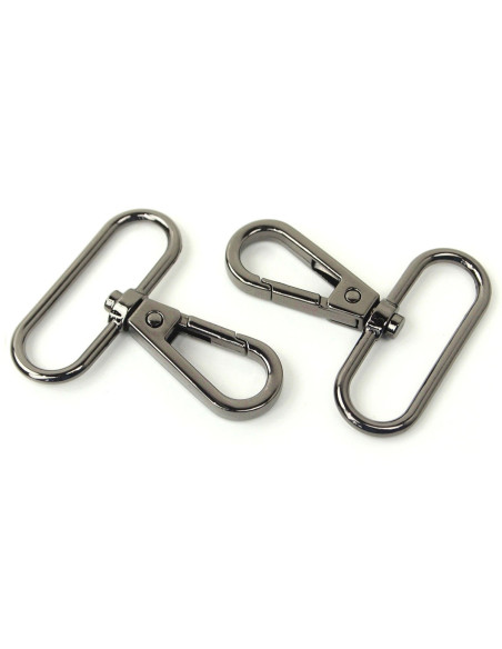 Set of 2 metal carabiners - Gunmetal 38 mm