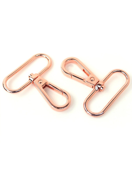 Set of 2 metal carabiners - Rose gold 38 mm