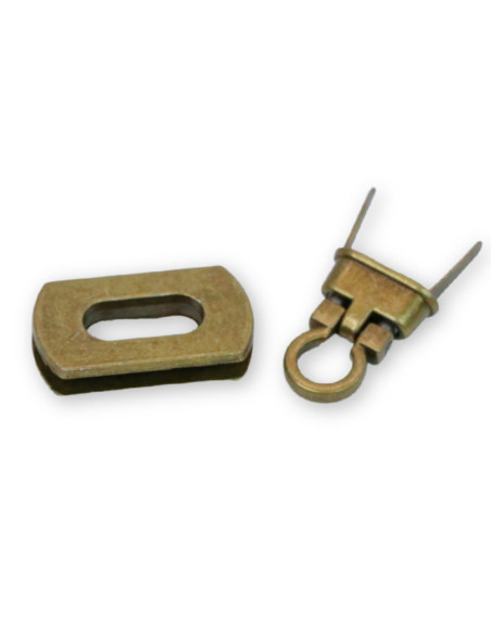 Rounded rectangle turnstile clasp - Antique 31 x 17 mm