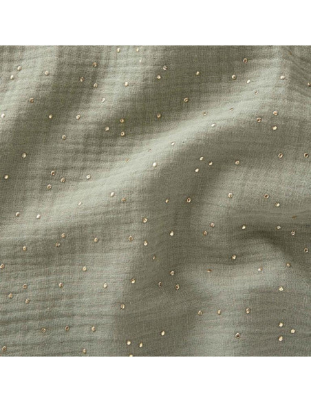 Double gauze cotton fabric with mini golden dots - Verbena