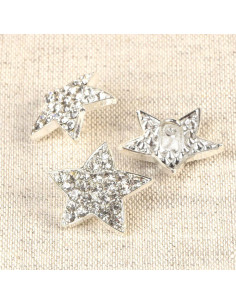 Polaris star rhinestone button - White 19 mm