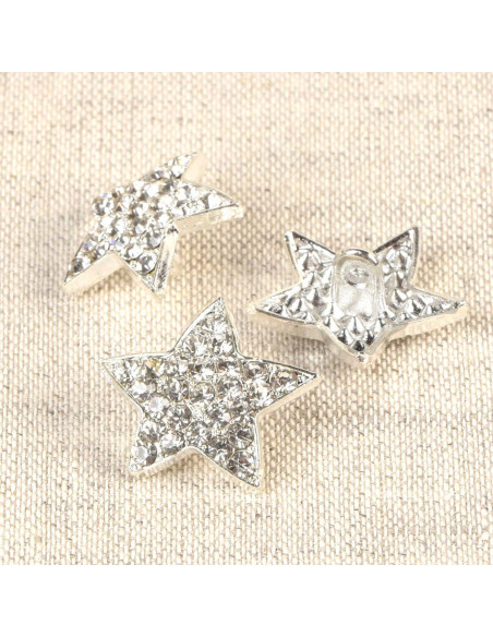 Polaris star rhinestone button - White 19 mm