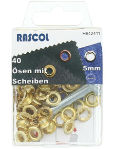 Box of 40 eyelets 5 mm with Rascol setting tool - Gold