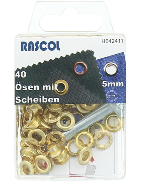 Box of 40 eyelets 5 mm with Rascol setting tool - Gold
