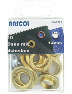 Box of 10 eyelets 14 mm with setting tool Rascol - Gold