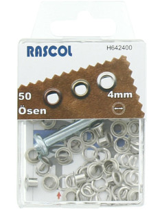 Box of 50 eyelets 4 mm with Rascol setting tool - Silver