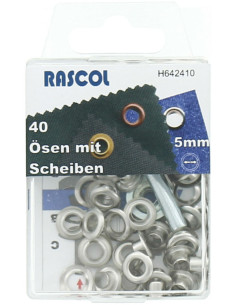 Box of 40 eyelets 5 mm with Rascol setting tool - Silver