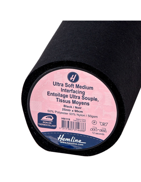 Medium black non-woven fusible interfacing