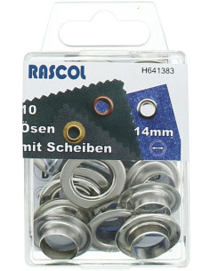 Box of 10 eyelets 14 mm with Rascol setting tool - Silver
