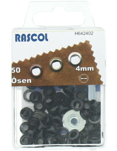 Box of 50 eyelets 4 mm with Rascol setting tool - Black