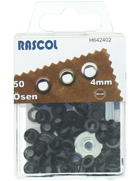 Box of 50 eyelets 4 mm with Rascol setting tool - Black