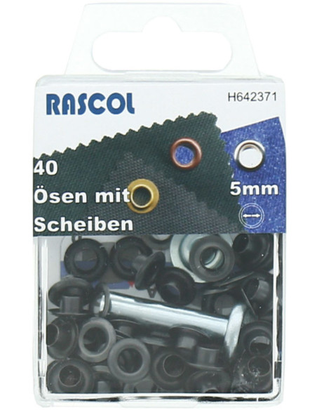Box of 40 eyelets 5 mm with Rascol setting tool - Black