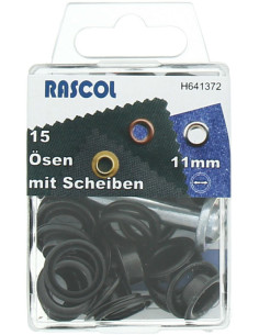 Box of 15 eyelets 11 mm with Rascol setting tool - Black