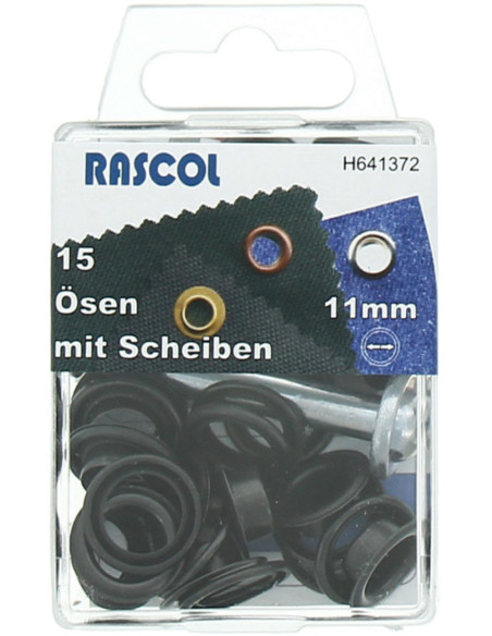 Box of 15 eyelets 11 mm with Rascol setting tool - Black